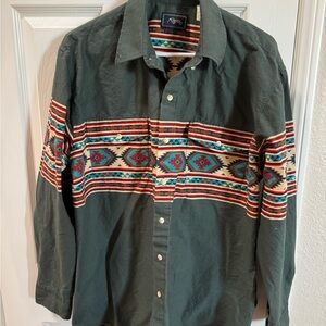 Vintage Roper Green Aztec Western Southwest Rodeo Cowboy size Large